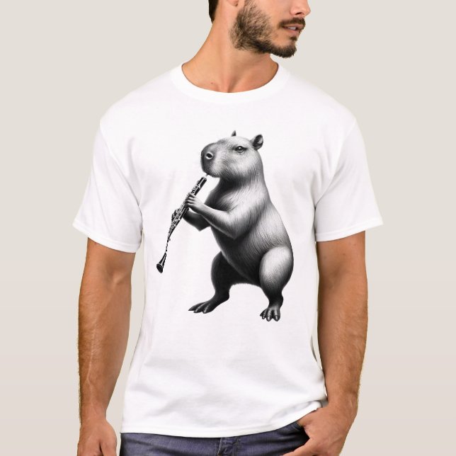 Capybara spelar Oboe Oboist Oboe Player T Shirt (Framsida)