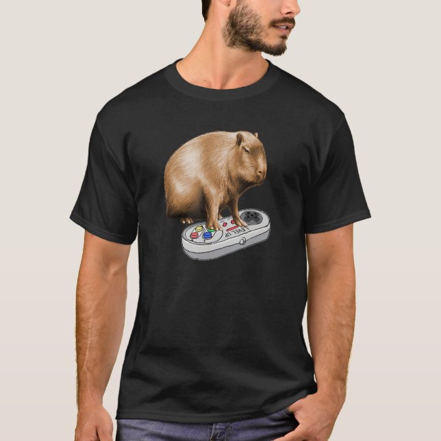 Capybara spelar videospel Wildlife Animal Capyba T Shirt (Framsida)