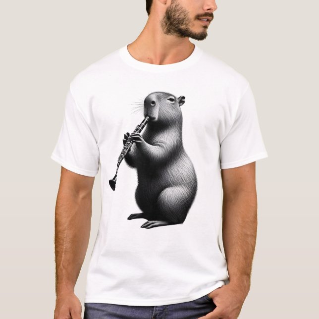Capybara Spelay Clarinet Clarinetist Clarinet T Shirt (Framsida)