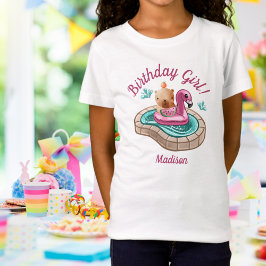 Capybara Summer Bassäng Party Birthday Girl T Shirt