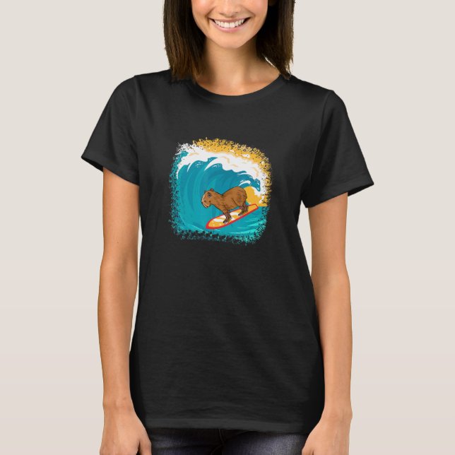 Capybara Surfing Boys Manar Cute Animal Capybara S T Shirt (Framsida)