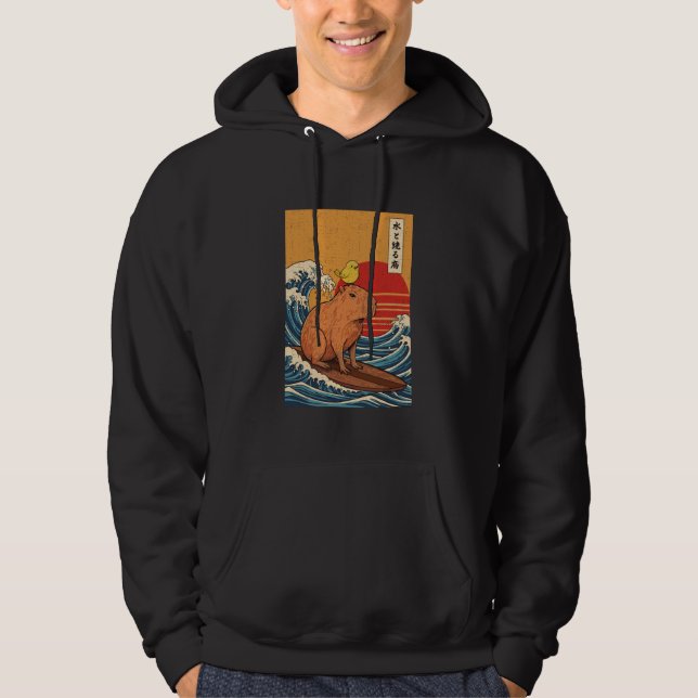 Capybara Surfing Hoodie (Framsida)
