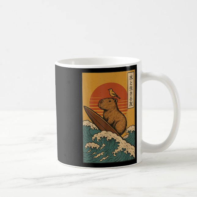 Capybara Surfing Japanska Kaffemugg (Höger)