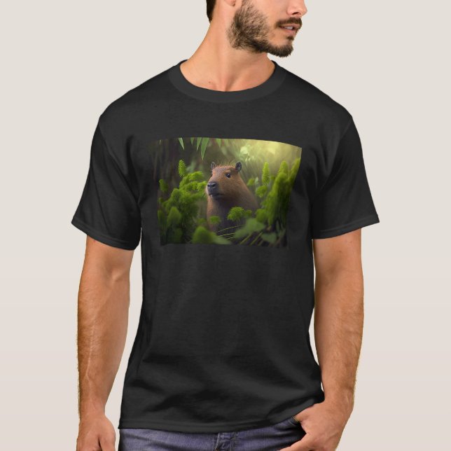 Capybara surrounded by plants t shirt (Framsida)
