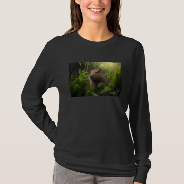 Capybara surrounded by plants t shirt (Framsida)