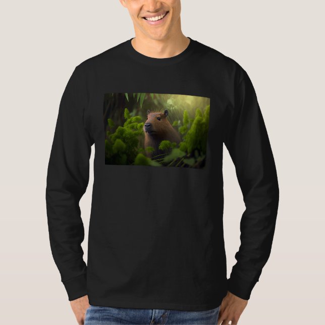 Capybara surrounded by plants t shirt (Framsida)