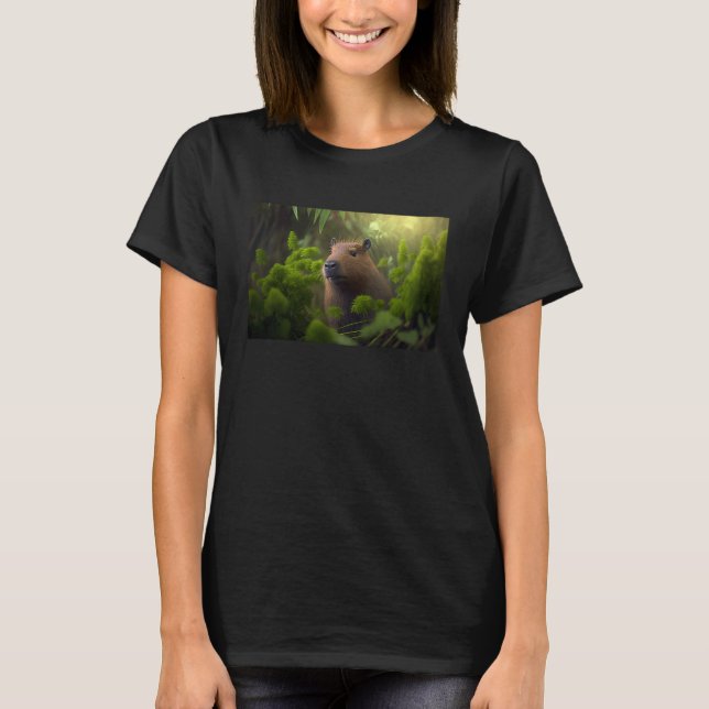 Capybara surrounded by plants t shirt (Framsida)