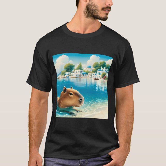 Capybara Swimming i Grekland T Shirt (Framsida)