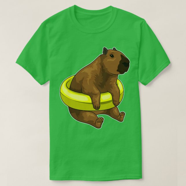 Capybara Swimming Life buoy T Shirt (Design framsida)