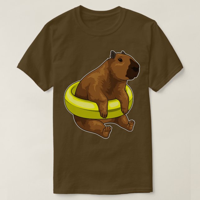 Capybara Swimming Life buoy T Shirt (Design framsida)