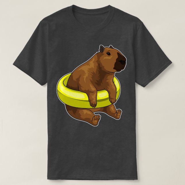 Capybara Swimming Life buoy T Shirt (Design framsida)