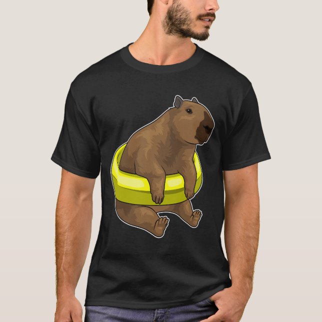 Capybara Swimming Life buoy T Shirt (Framsida)