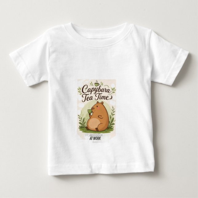 Capybara Tekatid | Söt Capybara som dricker te Kul T Shirt (Framsida)