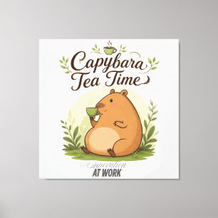 Capybara Tekatid Söt Capybara som dricker te Rol Canvastryck