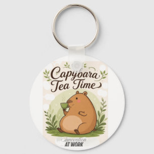Capybara Tekatid Söt Capybara som dricker te Rol Nyckelring