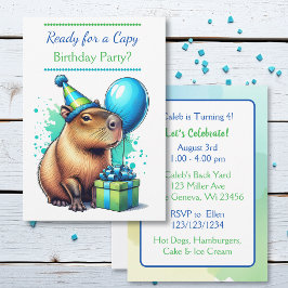  Capybara Themed Boy's Birthday Party Inbjudningar
