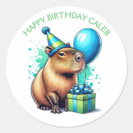  Capybara Themed Boy's Birthday Party Runt Klistermärke