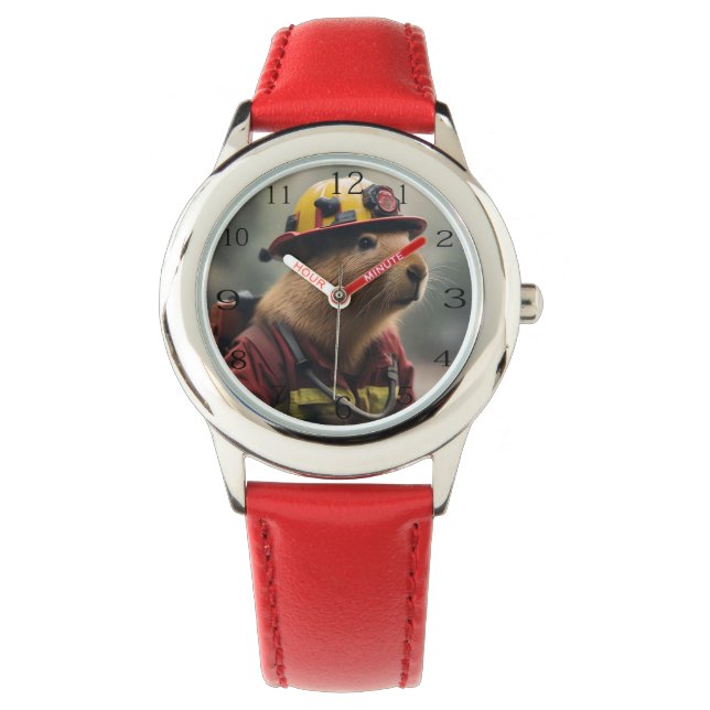 "Capybara till Räddingen: Firefighter Extraordinai Armbandsur (Framsida)