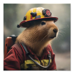 "Capybara till Räddingen: Firefighter Extraordinai Fototryck