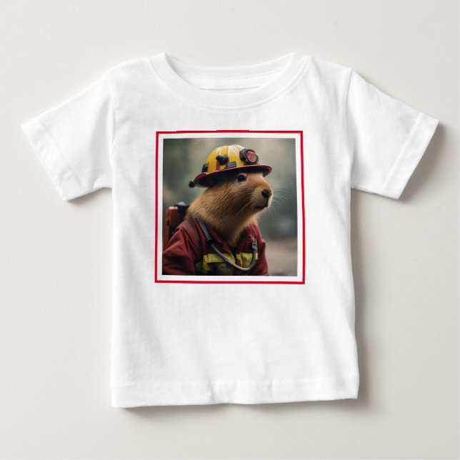 "Capybara till Räddingen: Firefighter Extraordinai T Shirt (Framsida)
