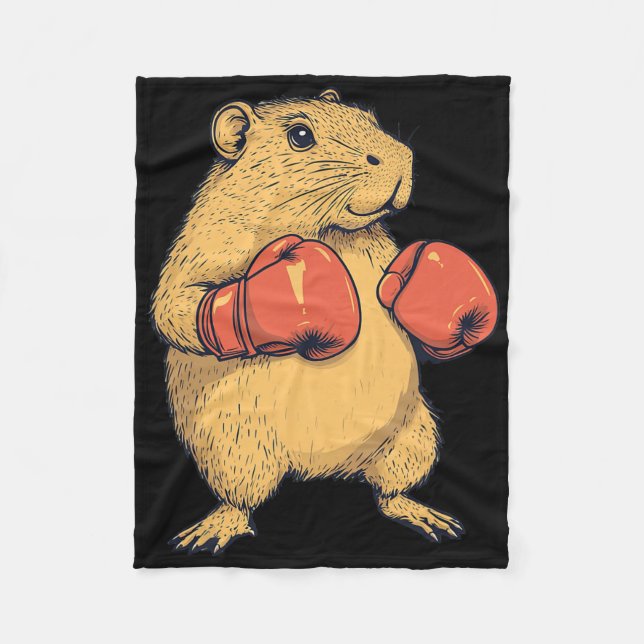 Capybara tryckt som en boxer Funny Boxing Fleecefilt (Framsidan)