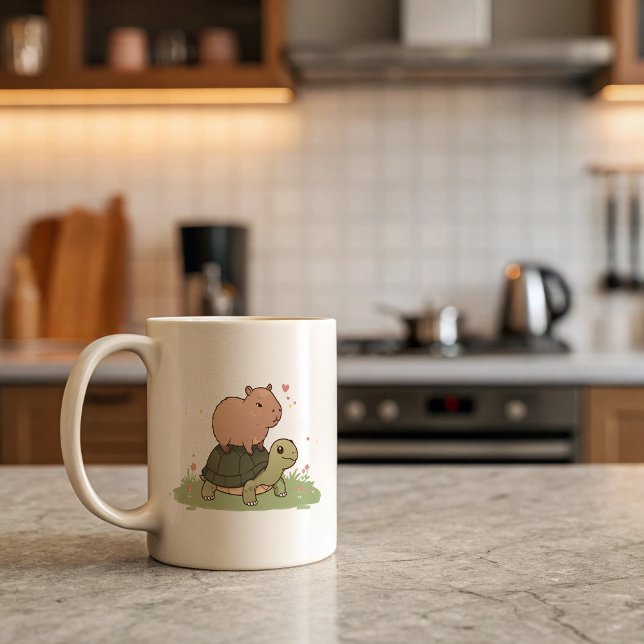 Capybara & Turtle Mugg | Cute Animal Vänskap (Skapare uppladdad)