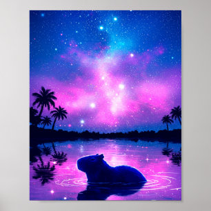 Capybara under Cosmic Himmel Poster