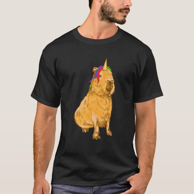 Capybara Unicorn T Shirt (Framsida)