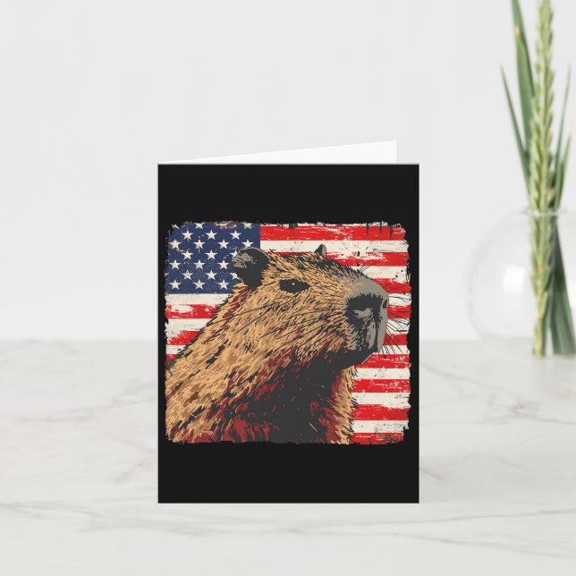 Capybara USA flagga 4:e juli Älskare Kort (Framsida)