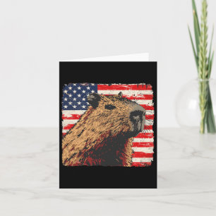 Capybara USA Flagga 4:e Juli Älskare  Kort