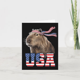 Capybara Usa Patriotisk Amerikansk Flagga Män Kvin Kort