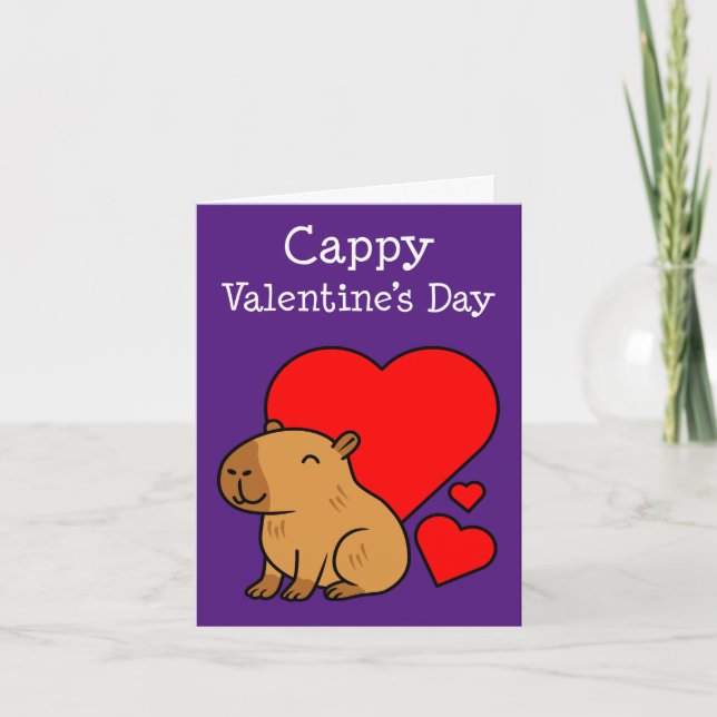 Capybara Valentine Animal Pun Cute Helgkort (Framsida)