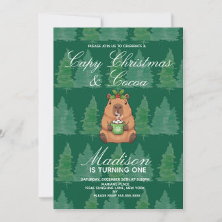 Capybara Varm Choklad Jul Födelsedagsfest Inbjudningar