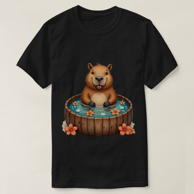Capybara Varmbad Relaxation Mysig Zen Spa Tid Stre T Shirt (Design framsida)