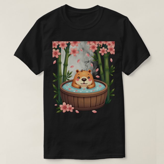 Capybara Varmbad Relaxation Spa Dag Avslappnad Cap T Shirt (Design framsida)