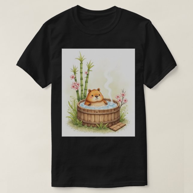 Capybara Varmbad Relaxation Vattenfärgdekal T Shirt (Design framsida)