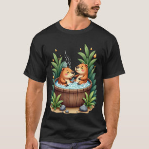Capybara Varmbadsavslappning Vattenfärgskonst Klis T Shirt