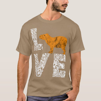Capybara Vatten Gris Rodent Guinea Gris Vild Anima T Shirt