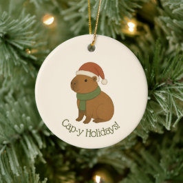 Capybara vid jul julgransprydnad keramik