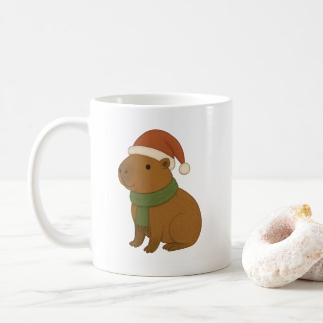 Capybara vid jul kaffemugg (Med munk)