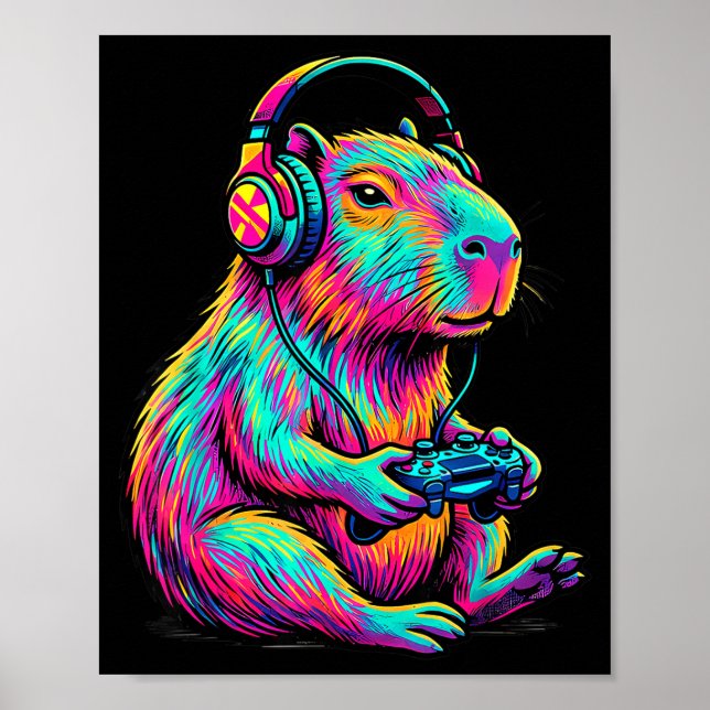 Capybara Video Games Gamer Funny Gaming Graphic Ki Poster (Framsidan)