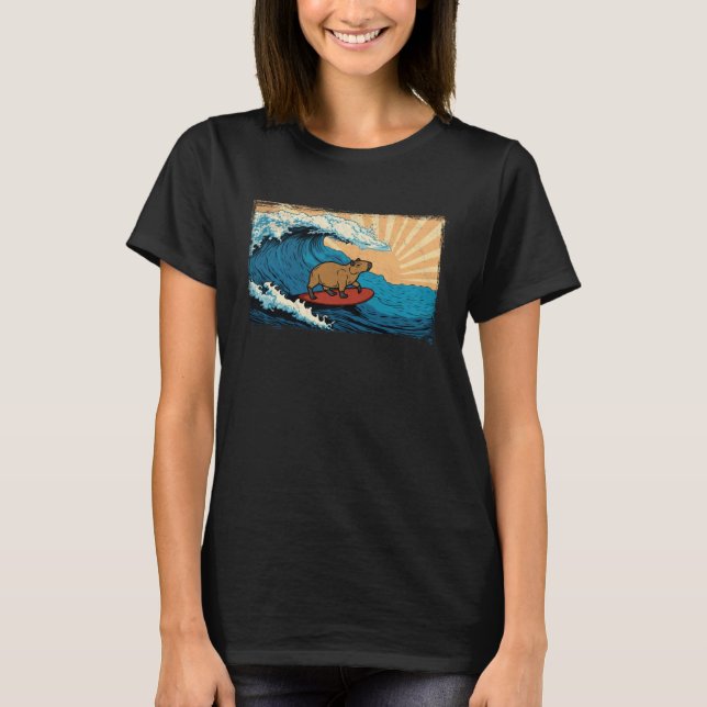 Capybara Wave  Animal  Capibara Surfing T Shirt (Framsida)