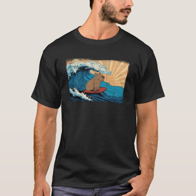 Capybara Wave Capibara Surfer T Shirt (Framsida)