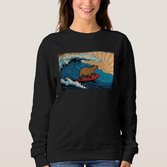 Capybara Wave  Surfing Capibara Animal T Shirt (Framsida)