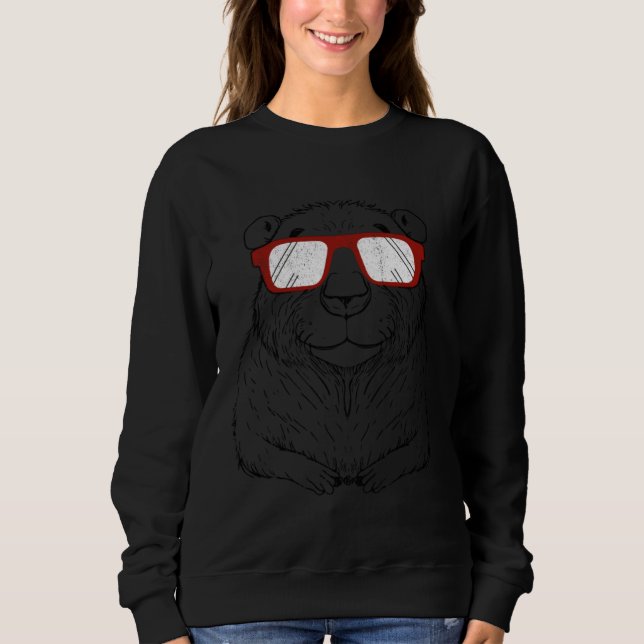 Capybara Wearing Red Glasses  Capibara Gnawer T Shirt (Framsida)