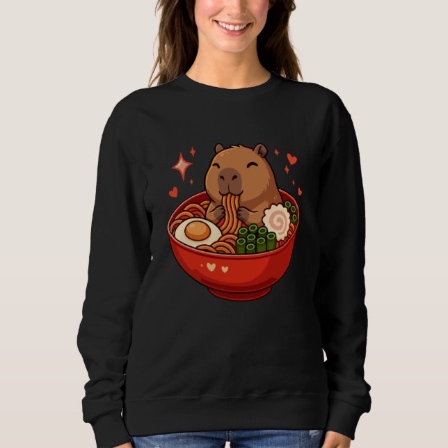 Capybara with Noodles Ramen Kawaii Capybara T Shirt (Framsida)