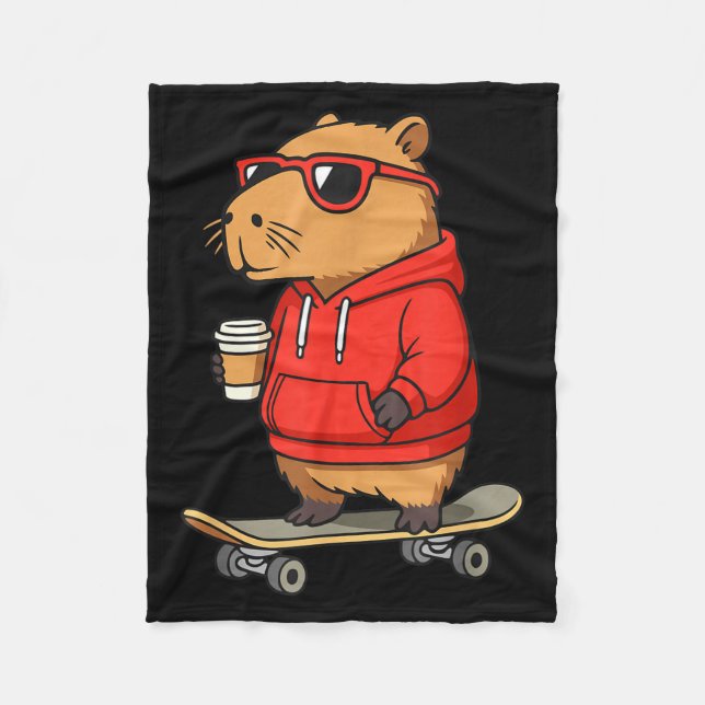 Capybara With Sungles Skater Capy  Fleecefilt (Framsidan)