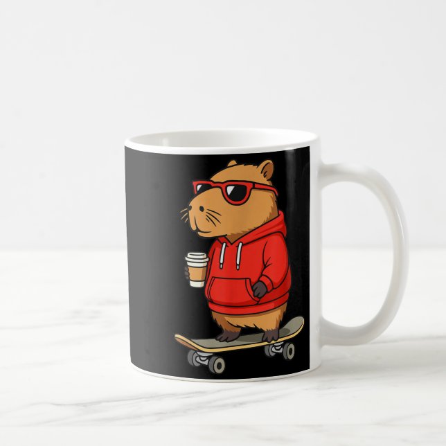 Capybara With Sungles Skater Capy  Kaffemugg (Höger)