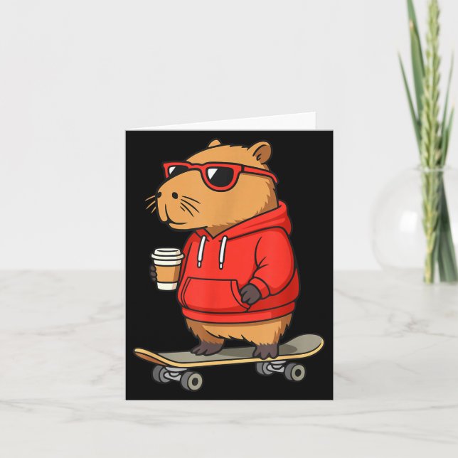 Capybara With Sungles Skater Capy  Kort (Framsida)