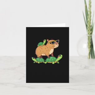 Capybara with Turtle Friends Relaxing Walk Sticker Kort